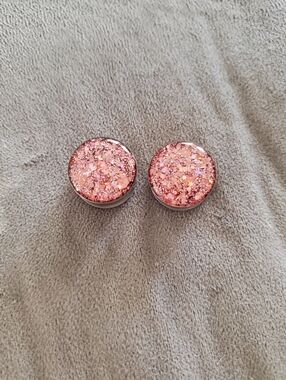 5/8" Pink Glitter Double Flare Plugs
